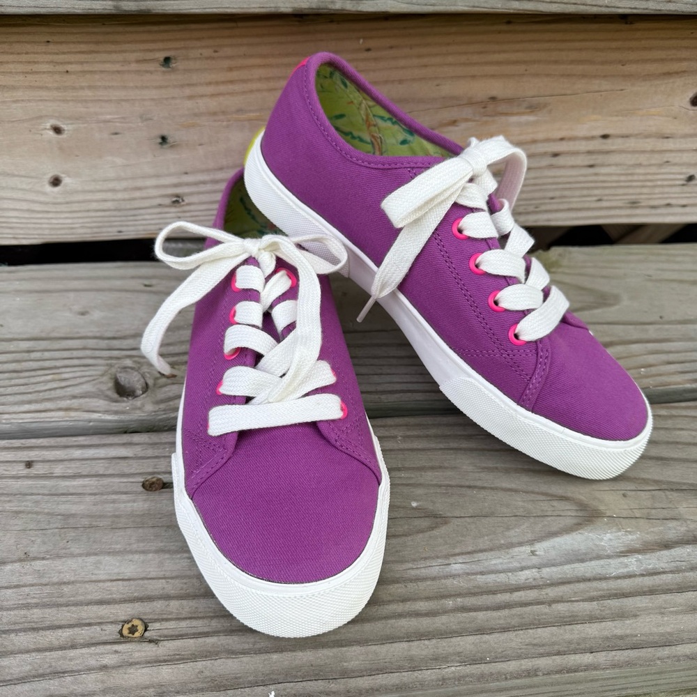 Vionic Canvas Sneaker Oasis Wild Berry Purple Pink Rubber Outsole Lace Up  7